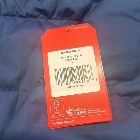 Men’s The North Face Everyday insulated jacket size L shady blue w/logo Puffers
